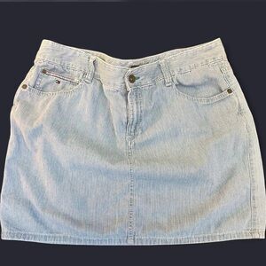 Tommy Hilfiger Light Blue Striped Denim Aesthetic Mini Skirt